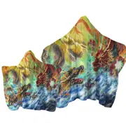 Cool Fantasy Fire vs Water Encountering Dragons Towel with Hood