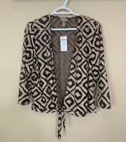 Chico's Travelers Collection Diamond Ginger Jacket Tie Front Cardigan Size 1 NWT