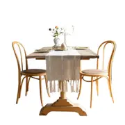 Vintage Farmhouse Woven Table Runner with Tassel for Dining Room Kitchen Reading Dresser-Coffee