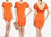 BCBG Max Azria Flavia Dress Dark Persimmon Cowl Neck Drape Back Orange Mini NEW