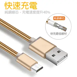 【彈簧快充】Micro USB 1米 100cm 支援QC 2.0&3.0快充 鋼絲彈簧傳輸線 (4.2折)