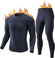 [CL convallaria] Thermal Underwear for Men, Ultra Soft Long Johns Set with Fleece Lined, Warm Base Layer Top and Bottom for Cold Winter