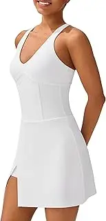 [JOYSPELS] 2025 Athletic Tennis Dress for Women with Built-in Bra & Shorts Pockets V Neck Spring Summer Dresses