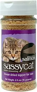 Herbsmith Sassy Cat Kibble Seasoning – Freeze Dried Salmon – Cat Food Topper for Picky Eaters – Wild-Caught Salmon – Gluten + Grain Free – Made in USA