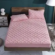 Fits Mattress Protector Cover with Elastic Band Autumn Winter Thick Quilted Crystal Velvet Deep Pocket Fitted Sheets Bedroom Warm Solid Color Bedspread Bedding for Twin/Full/King/Queen