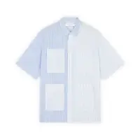 在飛比找誠品線上優惠-MAISON KITSUNÉ 藍白線條拼接多口袋短袖襯衫-X