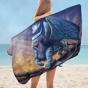 King Sphinx Cool Fantasy Dragon Creature Microfiber Beach Towel