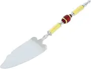 [Glass Of Venice] Italian Murano Glass Cake Server - Gold Red Stripes