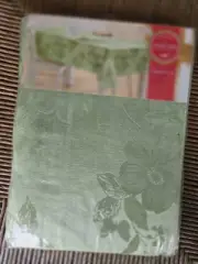 Fabric Tablecloth 60x102 Blossoms & Blooms Green Jacquard CottageCore NIB