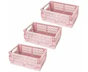 Mini Folding Crates Storage Drawer Organizers - Pink