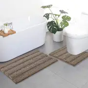 Taupe bathroom rugs, contour rug sets (50x80cm&50x50cm-U Shaped)