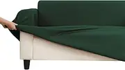 Sherwood Home Premium Faux Suede Fitted 2 Seater Sofa Slipcovers Cloth Couch Cover High Stretch Fit Anti-Slip Anti-Wrinkle Removable Machine Washable Protector - Eden Green