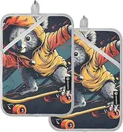 Pot Holders for Kitchen Cool Kara Slide Dark, Durable Oven Pads Pot Holders Pocket Design, Ideal for Handling Hot Dishes