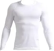 [Generic] Men's Crewneck Compression Shirts Long Sleeve Athletic Workout Tops Gym Undershirts Workout Sports Baselayers