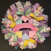 Valentines Day Wreath Candy Heart Conversation Hearts Handmade Deco Mesh XL 24in