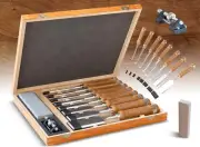 Wood Chisel Set with Premium Wooden Storage Case Sharpening Stone Honing Guide