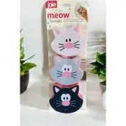 NEW Joie Gray Black White Cats Kittens Pink Kitchen Dish Scrubbing Sponges
