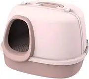 Leefasy Enclosed Cat Litter Tray Kitten Potty Pan Detachable for All Kinds of Cat Litter Pet Supplies Cat Deep Toilet Cat Litter Box, Pink