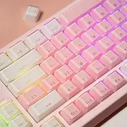 Mintcaps Crystal Jelly Keycaps - 104 Keys Translucent Custom Keyboard OEM Profile for 60/65/75/100 Cherry Gateron Mx Mechanical, Pink and White