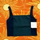 Beyond Yoga Spacedye Vitality Blue/Green Colorblock Squared neck Cropped Top-NWT