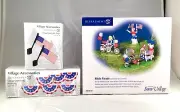 Dept 56 Lot of 3: KIDDIE PARADE St/3+ VILLAGE PATRIOTIC BUNTING St/4+ FLAGS St/2