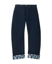 Burberry Logo-Patch Wide-Leg Turn-Up Hem Jeans 33,34,32 Blue