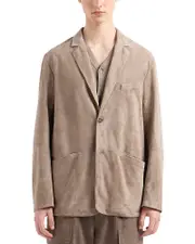 Emporio Armani Relaxed Fit Goat Suede Blazer
