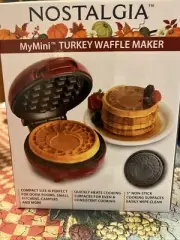 NEW Nostalgia MyMini Turkey Waffle Maker Thanksgiving Easy Cleaning