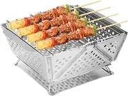 Mini Grill, Stainless Steel Charcoal BBQ Grill, Barbecue Smoker Stainless Steel, Easy Setup And Clean, Can Use It Long Time Not Easy To Break 16cm For Cooking