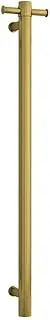 Thermorail Straight/Round 240 Volt Vertical Bar 20 Watt Heated Towel Rail with Optional Hook, Brushed Gold, 900 x 142 x 100 mm Size