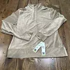 NWT Nicole Miller Sport Pullover Long Sleeve Quarter Zip in Lt. Mocha Size Large