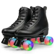 ZZAINIO Big Kids Classic Roller Skates Premium PU Leather Flashing Wheels 4.5 US