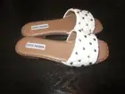 Steve Madden Leith White Quilted Gold Stud Slide Sandals Shoes Women's 6.5 NEW
