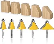 WSOOX 5PCS Chamfer Router Bits with 1/4" Shank Bevel Edge Forming Router bits (11.25°,15°,22.5°,30°,45°.)