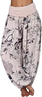 [Generic] Dress Yoga Pants for Women Boho Comfy Women's Boho Pants Pajama Pajama Pants Pants Yoga Hippie Loose Pants Lightweight Yoga Pants for Women for Summertime (Pink-3, XXXXXL)