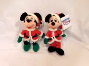 Disney Christmas Santa Minnie & Mickey plush 7" Bean's Plush stuffed Retired