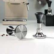 54mm Espresso Tamper with Calibrated Spring Loaded for Breville -【24lb~35lbs Self-Adjustable with Sound Feedback】- Stainless Steel Ripple Base - Black