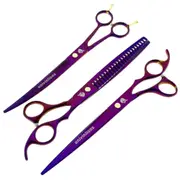 Pet Grooming Titanium Curved Shears Trimming Scissors 8 Inches