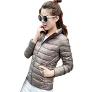 Nevenka Womens Lightweight Puffer Jacket Winter Stand Collar Short Coat-Khaki
