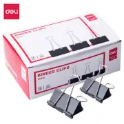 Deli Effortless Foldback Steel Binder Paper Clip Office Document Black 51mm
