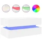 RGB LED Lights Coffee Table Modern Sofa Lounge Lamp Side Lit Storage White 90cm