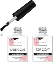 Makartt Base and Top Coat Gel Set, 2PCS 15ML No Wipe Clear Top & Base Coat, Long Lasting Shine, UV/LED Nail Lamp Required, Nail Art Design & Manicure Beauty Gift