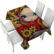 Heart Lovley Girl a Clockwork Valentine Tablecloth