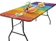 Waterproof Camping Tablecloth - Geometric Flannel Backed Tablecloth Protector,Waterproof Windproof Oilproof Kitchen Table CoverFor Patio