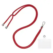 Phone Lanyard Adjustable Neck Lanyard with Transparent Patch Red