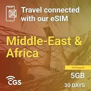 Connectivity - 5GB eSIM, 30 Days for Middle East and Africa | Instant Activation | Rechargeable | 4G/5G Personal Hotspot | 24/7 Support | No-Strings Prepaid Solution | Travel Free
