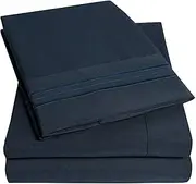 1500 Supreme Collection Bed Sheets - 4 Piece Bed Sheet Set Deep Pocket &, Since 2012 - Wrinkle Free Hypoallergenic Bedding -, 23 Colors - King, Navy