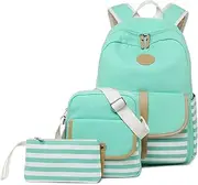 FLYMEI Canvas Laptop Bag Cute School Backpack College Bookbag Shoulder Daypack Casual Travel Bags for Teen Girls and Women