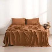 Dreamaker Superfine Washed Microfibre Sheet Set Rust Single Bed