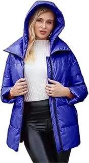 [DANCOLOR] Zip Up Hooded Puffer Coat Women's Lightweight Long-Sleeve Water-Resistant Puffer Jacket Windproof Windbreaker Solid